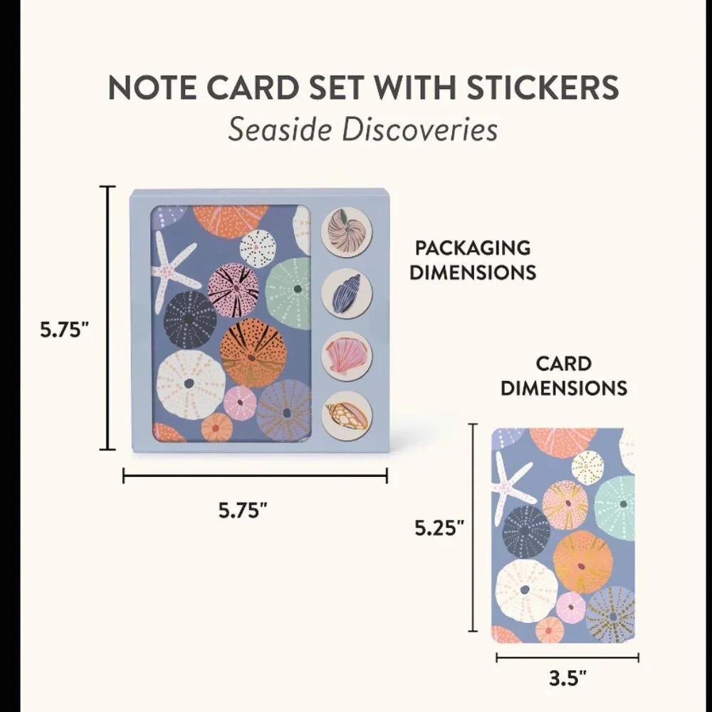 Studio Oh - Seaside Discoveries Assorted Note Card Set with Stickers